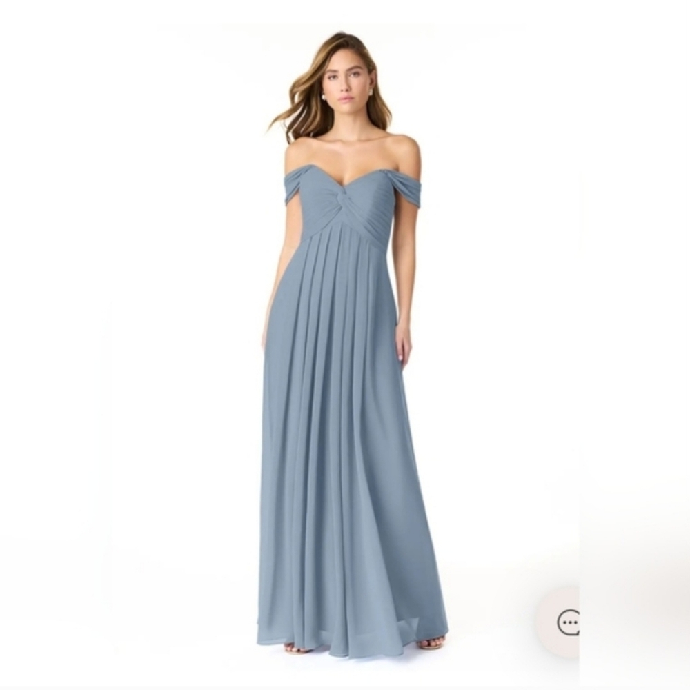AZAZIE Kaitlynn Empire Ruched Chiffon Gown/Dress Dusty Blue Size A4